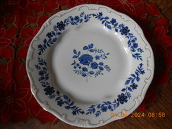 Zsolnay kék rózsa mintás lapos tányér