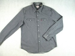 Original Levis (l) long sleeve men's gray stretch denim shirt