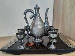 Silver-plated jewelers, 6-person liquor set.