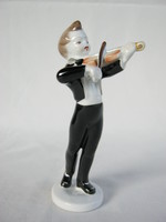 Hollóházi porcelán kis prímás zenész hegedűs fiú hegedülő kisfiú