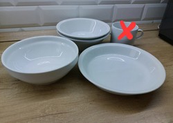 White Alföldi porcelain, menzás goulash plates, sausages