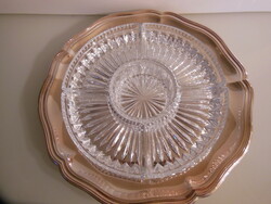 Seller - marked - silver-plated - crystal - 33 cm - medium - 25 x 4 cm - tray - retro - flawless