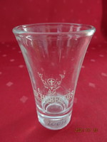 Glass brandy glass, st. With the inscription Hubertus, height 8.5 cm. He has!