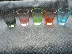 5 Moser-type thick glass short-drink glasses polished to a sheet