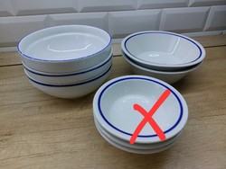 Alföldi porcelain with blue stripes, menzás goulash plates, sausages