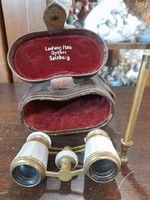 Old Austrian ludwig hau optiker Salzburg mother-of-pearl theater binoculars, in box.