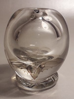 Marked glass paperweight has a hole in the middle so it can also be used as a fragrance vaporizer