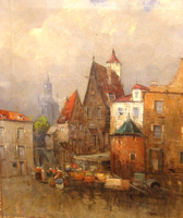 Wonderful guaranteed original hans johann wagner /1866-1940 /: harbor market