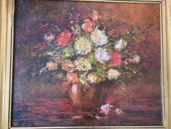 Szanthoffer oil painting, flowers.