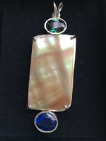 Unique, imposing, special mother-of-pearl, silver pendant