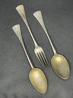 Silver 2 tablespoons soup spoon and 1 fork 1800s