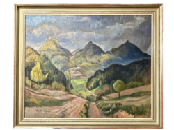 Gustav rossi (1898-1976) oil on canvas landscape in a frame beautiful painting signed German Italian painter