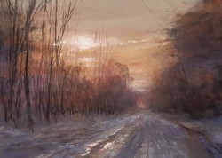 Pósa ede - winter forest 34 x 48 cm pastel, paper