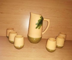 Magyarszombatfai acorn ceramic wine drink set, pitcher with 6 glasses