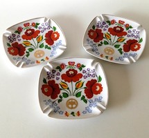 Hollóházi, Kalocsa pattern, porcelain ashtrays, 3 pcs.