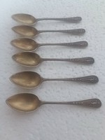 6 antique gold-plated silver figural small spoons, German 800s