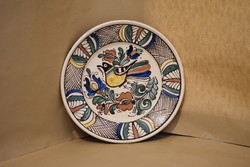 Korondi, madaras mintás tányér - 27 cm átmérőjű, jelzett