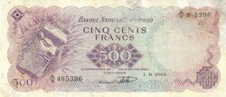 500 frank francs 1964 Kongó Nagyon ritka javított