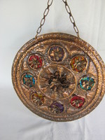 Craftsman copper wall decoration with colorful inserts