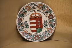 Korondi, nemzeti címeres tányér - 24,5 cm átmérőjű, jelzett