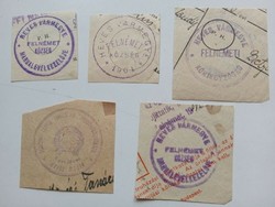 D202580  FELNÉMET  (Heves vm)   régi bélyegző-lenyomatok  5  db.   kb 1900-1950's