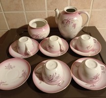 Ritka Hollóházi antik rózsaszín kávéskészlet
