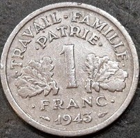 Franciaország 1 frank, 1943.