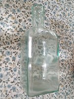 Green square glass bottle, antique, flawless