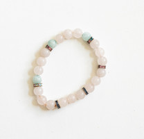 Last chance rose quartz beaded bracelet - mineral semi-precious stone jewelry