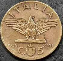 Olaszország, 5 Centesimi 1939.