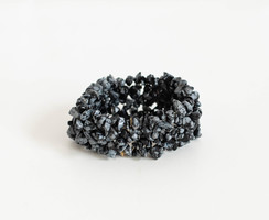 Last option - multi-row snowflake obsidian bracelet - mineral semi-precious stone jewelry