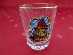 Glass brandy cup with the inscription Graz and a view, height 5 cm. He has!
