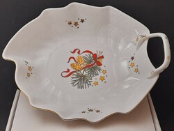 Gold cone bowl with Christmas pattern from Höllóháza, with box