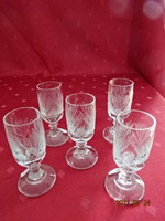 Polished glass, stemmed brandy glass, height 8.5 cm. 5 pieces for sale together. He has!