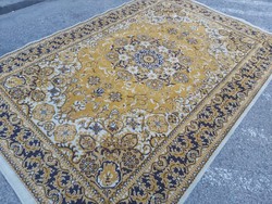 Yellow Persian carpet with a classic pattern, living room carpet 2 x 3 meters