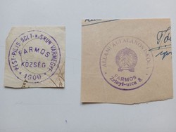 D202577 FARMOS  régi bélyegző-lenyomatok  2 db.   kb 1900-1950's