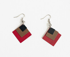 Last option - pair of retro geometric earrings - made of enameled metal plates