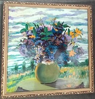 Török Zoltán Gábor  - virágcsendélet szabadban - olaj / fa festmény