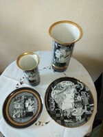 Hólloháza porcelains decorated with Endre Szasz graphics