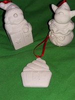 White ceramic Christmas appendage sculptures ornaments creative paintable toy 3 in one according to pictures