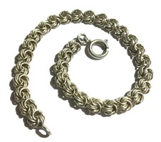 Mint silver rose braided bracelet Hungarian hallmark bracelet