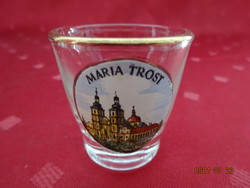 Glass brandy cup with maria trost inscription and view, height 4 cm. He has!