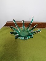 Retro Cseh vastag üveg asztalközép kínáló, ritka formájú