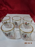 Glass brandy cup - five pieces for sale together.. The hussar and the horse are different on the glasses. He has!