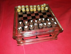 Old craftsman thick glass heavy chess - mill game collectors unique piece according to the pictures