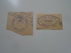 D202549 HÉVÍZGYÖRK  régi bélyegző-lenyomatok  2  db.   kb 1900-1950's
