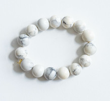 Last option - howlite pearl bracelet (12mm!) - Mineral semi-precious stone jewelry