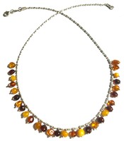 Amber gemstone silver necklace natural multicolor amber collier necklaces