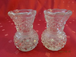 Thick-walled glass violet vase, height 8 cm. Sold as a set of 2 pcs. He has!