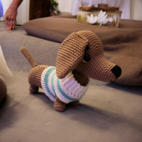 Amigurumi crochet dachshund in clothes to order
